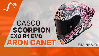 SCORPION EXO R1 EVO ARON CANET  Outlet Moto [upl. by Hartley]