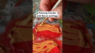 Painting Calcifer with Bacon and Eggs shorts [upl. by Auqenahs943]