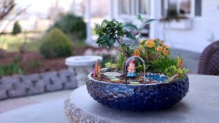 Fun Colorful Miniature Garden with DIY Pond 💦🌿🌈 Garden Answer [upl. by Aliuqehs]