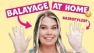 BALAYAGE AT HOME 😳  DIY Highlights [upl. by Yenffad]