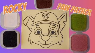 Sand painting Easy drawing lots of fun Paw Patrol Rocky Malowanie piaskiem Psi Patrol Rocky [upl. by Wiseman]