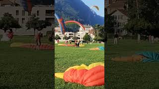 Paragliders Landing at Interlaken Höhenmatte A Scenic Touchdown [upl. by Sabas23]