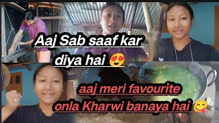 aaj meri favourite onla Kharwi banaya hai 😋  Aaj Sab saaf kar diya hai 😓  AnaryBGirl vlog [upl. by Ekle]