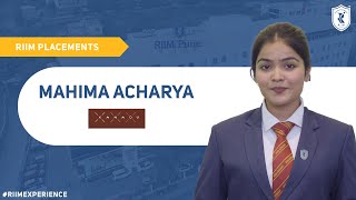 Mahima Acharyas Journey with RIIM PUNE  RIIM Placements  Student Review  RIIMExperience [upl. by Indnahc475]