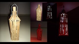 DIYArt Attack 5 minutes Wood Stick Bottle Lamp Home Decor Ideas With Recycle Glass bottle at Home [upl. by Tattan148]