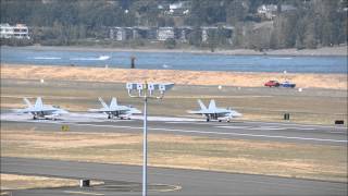 3 Marine Fighter Attack Squadron 323 FA18 Hornets takeoff at Portland International Airport PDX [upl. by Hube]