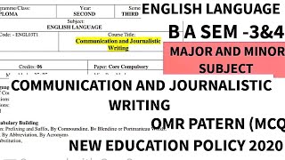 Communication and journalistic writing paper MCQ BA 4th semester minor and major subject mjpru4sem [upl. by Netti983]