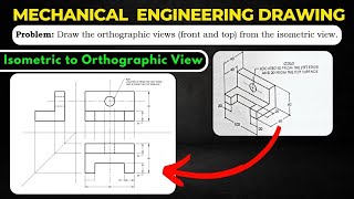 Isometric to Orthographic  Problem 2  Conversion of Isometric to Orthographic View  ME Drawing [upl. by Lletnom807]