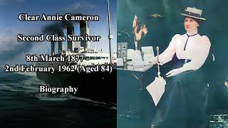 Titanic Passengers  Clear Annie Cameron Biography  Second Class Survivor [upl. by Morven]