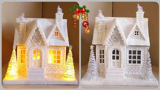 DIY Christmas House Using Cardboard And Polystyrene Food Boxes Styrofoam Food Containers [upl. by Lapointe]