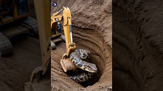 An Excavator Encounter A Giant Pythonpythonencounter snake pythonsnake [upl. by Aihsenak]