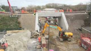 Time Lapse  rail bridge reconstruction Cow Lane Reading Christmas 2011 [upl. by Toole]