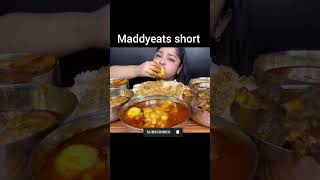 SPICY CHICKEN CURRY MUTTON CURRY FISH CURRY 🔥 ASMR EATING CHALLENGE maddyeats shorts ‎MaddyEats [upl. by Ogeid305]