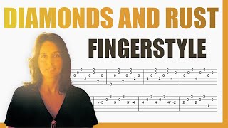 Diamonds and Rust  Joan Baez  TAB Fingerstyle for Guitar [upl. by Haimes]