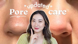 How to reduce the appearance of your PORES ✨ updated pore care routine [upl. by Aryahay]