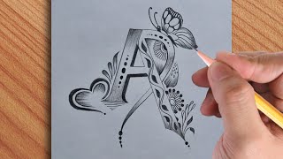 How to make A letter tattoo drawing with pencil  simple drawing of A letter 👍🏻❤️ [upl. by Rawden]