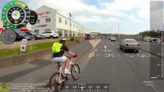 Silly Cyclist  Pulls Out Onto Dual Carriageway Without Looking  Near Collision [upl. by Millhon]