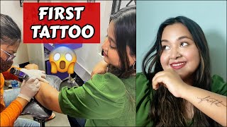 Getting my FIRST tattoo 😱  Inkdom Tattoos Kolkata  Deblina Chakraborty [upl. by Ades]