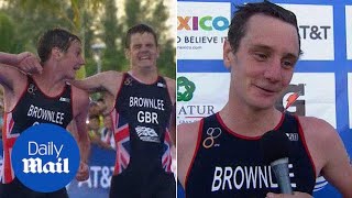 Moment Alistair helps brother Jonny over line in World Triathlon  Daily Mail [upl. by Marquita846]