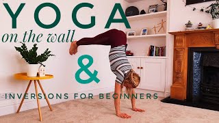 Yoga on the wall easy Inversions for beginners🤸Yoga by Karolina [upl. by Yelsnik]