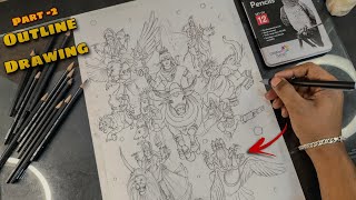 Lord shiva outline drawing  Step By Step Part  2 [upl. by Myrna]