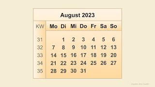 Kalender August 2023 [upl. by Ecinev]