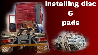 installing disc brake  and pads  mercedes Actros [upl. by Otsuj459]