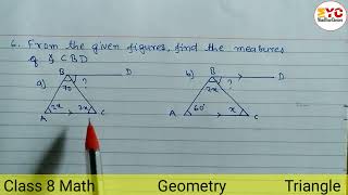 Class 8 Geometry Triangle Exercise  Geometry Class 8 Triangle  Find The Value of angles [upl. by Zoie]