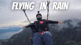 Paragliding In Rain  CAUGHT BY RAIN MIDAIR  Interlaken Switzerland [upl. by Fina296]