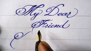 Fountain pen calligraphy  my friends name  mazic writer [upl. by Schultz]