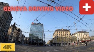 Driving in Geneva Switzerland Eaux Vives to Airport  Spring【4K】Genève Suisse Downtown drive [upl. by Arria]