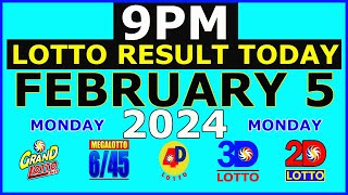 9pm Lotto Result Today February 5 2024 Monday [upl. by Attegroeg774]