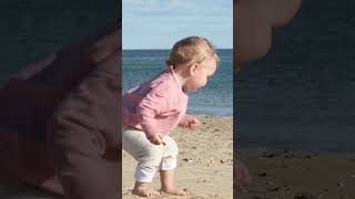 Cute Baby Girl Playing On The Beach shorts portugal cute babygirl beach [upl. by Rind]