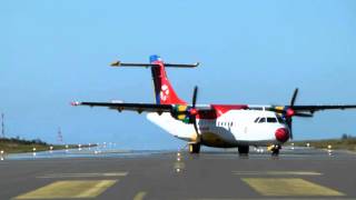 DAT ATR42 landing at Stord Airport [upl. by Eynttirb26]