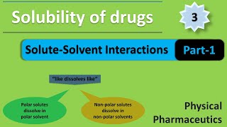 Solute Solvent Interactions part  I  Types of Solvents and their mechanism  Solubility of Drugs [upl. by Inavoj]