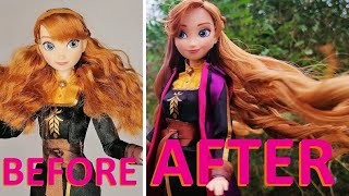 Disney Doll Hair Reroot Anna from Frozen 2 [upl. by Nosreme502]