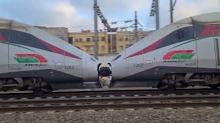 ONCF TGV Al Boraq UM 12061207 en croisement avec la 1204  sifflet attentif 1080p60 [upl. by Sevy]