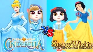 who Will prevail Snow white vS Princess Cindrella  My Talking Angela 2 [upl. by Amitak544]