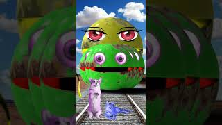 2 different colors Cute dogs amp CAT vs herd of Pacman amp train driver tom… [upl. by Llehcar311]