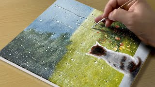 Rainy Day Painting  Acrylic Painting for Beginners [upl. by Helms]