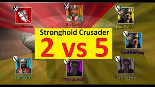 Stronghold Crusader  2 vs 5  wolf  Richard  Lionheart  Saladin  Caliph [upl. by Trabue990]