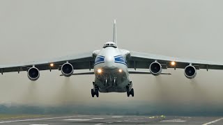 Antonov AN124 Powerful Take Off out of East Midlands Airport [upl. by Jdavie]