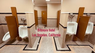 Men’s Restroom Tour  American Standard Toilet Flush  Biltmore Hotel Los Angeles California USA [upl. by Raseac]