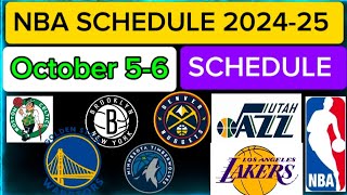 NBA SCHEDULE 202425  56 OCTOBER  MATCH INFO [upl. by Chubb]