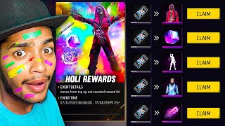 HOLI EVENT FREE REWARDS 2024 🥳 FREE FIRE [upl. by Korb]