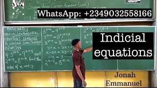 INDICIAL EQUATION leading to Simultaneous equation  Indices equations excellenceacademy [upl. by Grata]