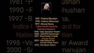 Awards of APJ Abdul Kalam  ytshorts apj Abdul kalam sir [upl. by Lemieux]