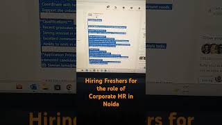 Job for Freshers  Corporate HR Associate  Any Graduate can apply  High Aim Classes [upl. by Durstin]