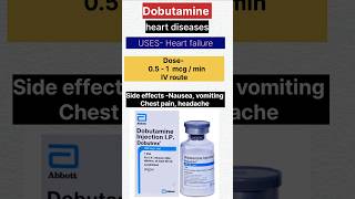 Dobutamine inj Usesdoseside effects contraindicationshorts shortvideo short ytshort [upl. by Raama]