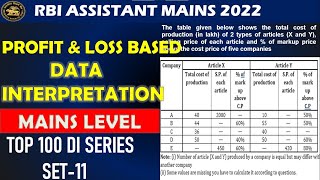 PROFIT AND LOSS BASED DI II MAINS LEVEL DI II RBI ASSISTANT MAINS 2022 [upl. by Celle634]